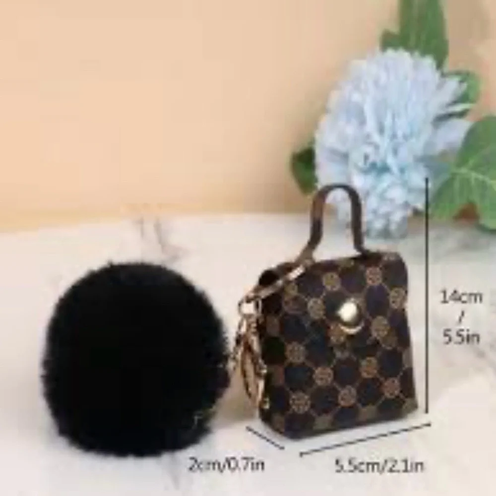 Monogram Bag Charm Pendant Keychain with Pom-Pom. New in Packaging! - Picture 8 of 9